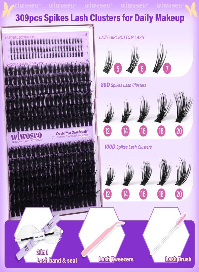 wiwoseo Spikes Lash Clusters with Bottom Lashes Clusters Lash Extension Kit Natural Eyelash Clusters Eyelash Extensions Kit Wispy Lash Clusters Kit Bottom Lashes Clusters with Spikes Individual Lashes - Image 5